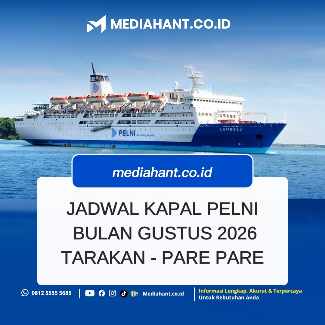 JADWAL KAPAL PELNI BULAN AGUSTUS 2026 TARAKAN – PARE PARE